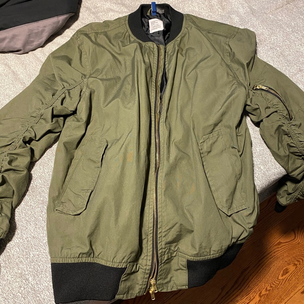 H&M green bomber jacket